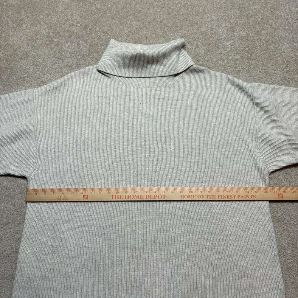 Free People Sweater Womens Large Beige Turtleneck‎ Rib Knit Pullover Oversized